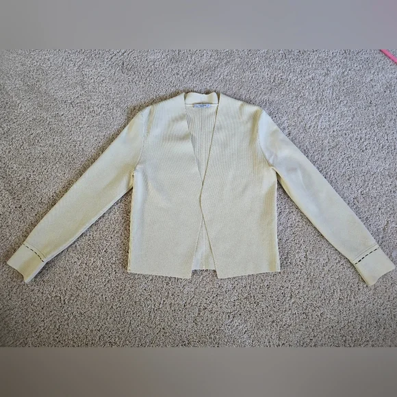 MM Lafleur Cardigan Woolf Blazer Womens Size Small Cream Open Front Jardigan - Picture 3 of 13